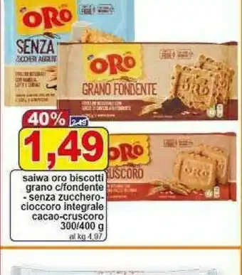 Pewex Oro grano fondente frollino integrale con gocce di cioccolato fondente 300 g(ml) offerta