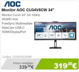 Next Monitor AOC CU34V5CW 34" offerta