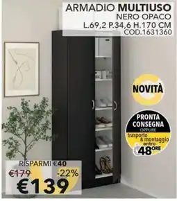 Mercatone Germanvox Armadio multiuso nero opaco offerta