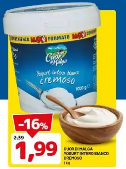DPiù Cuor di Malga Yogurt intero bianco cremoso offerta