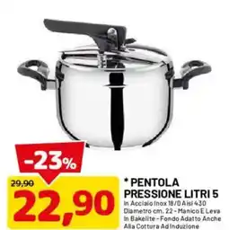 DPiù Pentola pressione litri 5 offerta