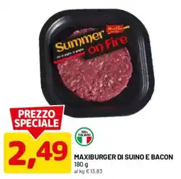 DPiù Summer on Fire Maxiburger di suino e bacon offerta