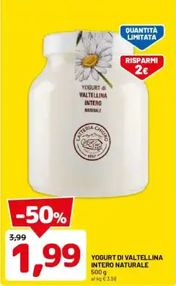 DPiù Yogurt di Valtellina Intero Naturale offerta