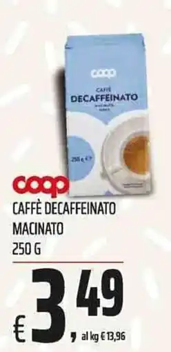 Coop Caffè decaffeinato macinato offerta
