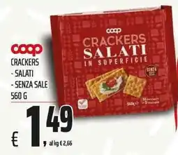 Coop Coop crackers salati in superficie senza sale offerta
