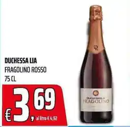 Coop Duchessa Lia Fragolino Rosso offerta