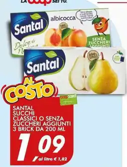 Coop Santal succhi classici o senza zuccheri aggiunti offerta
