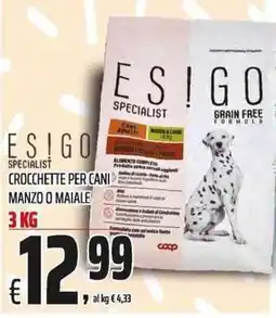 Coop Esigo Specialist Crockette per cani manzo o maiale offerta