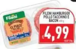 Supermercati Agorà Fileni hamburger pollo tacchino e bacon offerta