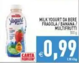 Supermercati Agorà milk Yogurt da bere Fragola / Banana / Multifrutti offerta