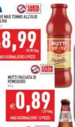 Supermercati Agorà Mutti passata di pomodoro offerta