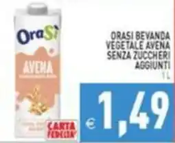 Supermercati Agorà OraSi bevanda vegetale avena senza zuccheri aggiunti offerta