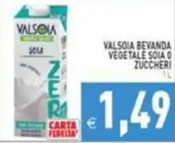 Supermercati Agorà Valsòia bevanda vegetale soia o zuccheri offerta