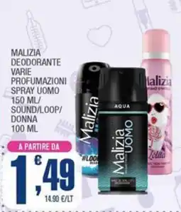 Splendidi e Splendenti Malizia deodorante varie profumazioni spray uomo donna offerta