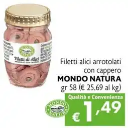 Eurospesa Filetti di Alici arrotolati con capperi MONDO NATURA offerta