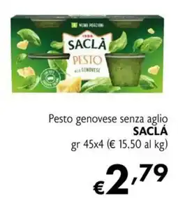 Eurospesa Pesto genovese senza aglio Saclà offerta