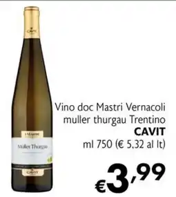 Eurospesa Vino doc Mastri Vernacoli muller thurgau Trentino Cavit offerta