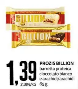 PRO7 Supermercati Prozis Billion barretta proteica cioccolato bianco e arachidi/arachidi offerta