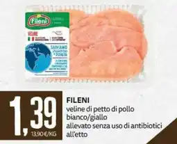 PRO7 Supermercati Fileni veline di petto di pollo bianco/giallo offerta