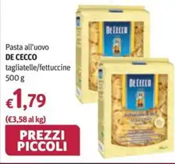 Futura Supermercati Pasta all'uovo De Cecco offerta
