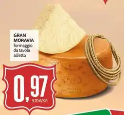 PRO7 Supermercati formaggio da tavola all'etto Gran Moravia offerta