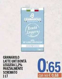 Gruppo Pascar Granarolo latte UHT bontà leggera 1,2% parzialmente scremato offerta