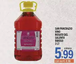 Gruppo Pascar San Pancrazio vino rosato del salento brioso offerta