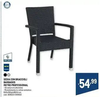 Metro Sedia con braccioli barbados metro professional offerta
