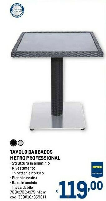 Metro Tavolo barbados metro professional offerta