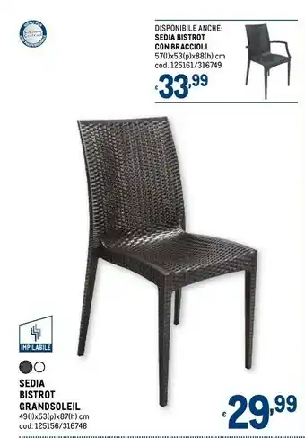 Metro Grandsoleil sedia bistrot offerta