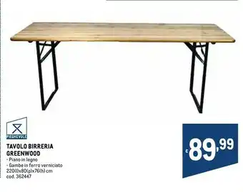 Metro Tavolo birreria greenwood offerta