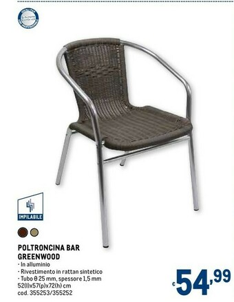 Greenwood poltroncina bar