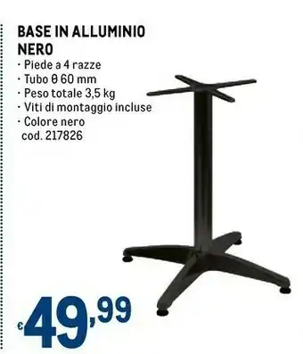 Base in alluminio nero