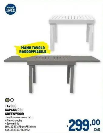Metro Greenwood tavolo capannori offerta
