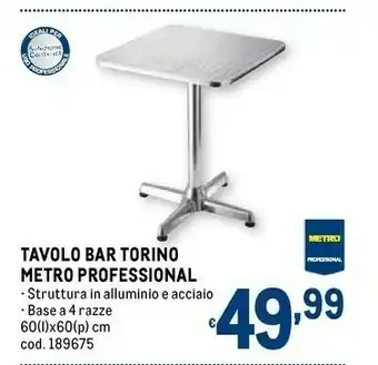 Metro professional tavolo bar torino