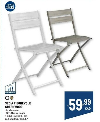 Greenwood sedia pieghevole