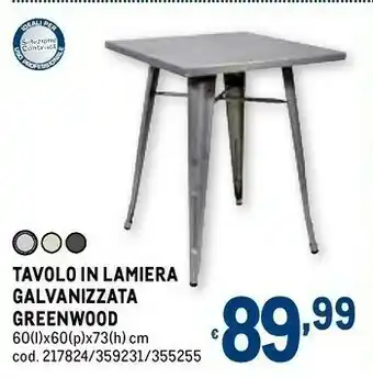 Tavolo in lamiera galvanizzata greenwood
