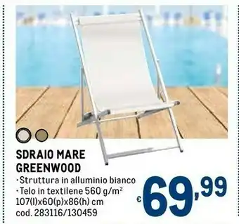 Metro Sdraio mare greenwood offerta