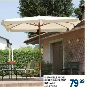 Metro Ombrellone legno 3x2 metri offerta