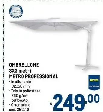 Metro Metro professional ombrellone 3x3 metri offerta