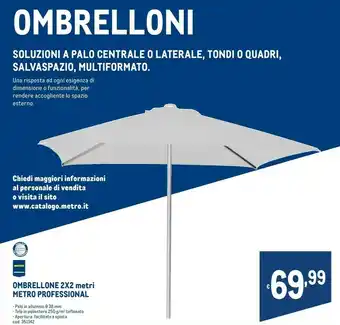 Metro Metro professional ombrellone 2x2 offerta