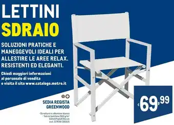 Metro Sedia regista greenwood offerta