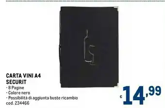 Metro Carta vini a4 offerta