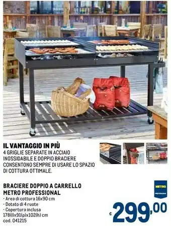 Metro Braciere doppio a carrello metro professional offerta