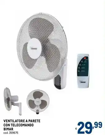 Ventilatore a parete con telecomando