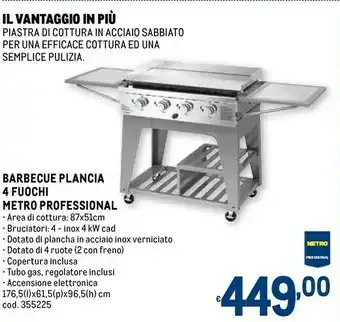Metro Metro professional barbecue plancia 4 fuochi offerta