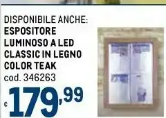 Metro Espositore luminoso a led classic in legno color teak offerta