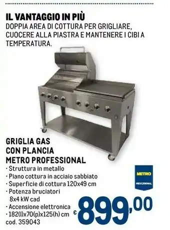 Metro Metro professional griglia gas con plancia offerta