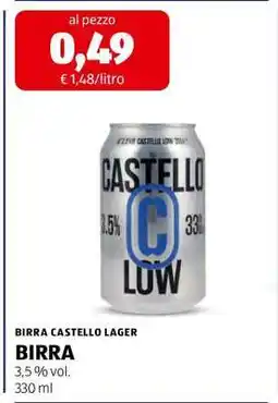 ALDI BIRRA CASTELLO LAGER offerta