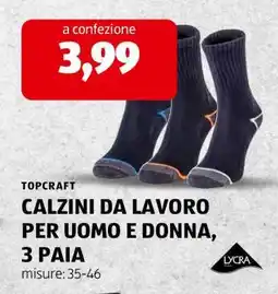 ALDI TOPCRAFT CALZINI DA LAVORO PER UOMO E DONNA, 3 PAIA offerta